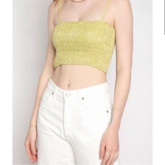 MSRP $295 ATM Linen smocked tube top in Seagrass Size Medium NWT - Picture 1 of 7